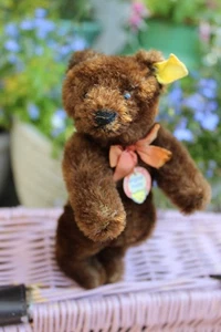 Vintage chocolate brown 1950's Steiff bear 15cm button in ear - Picture 1 of 6