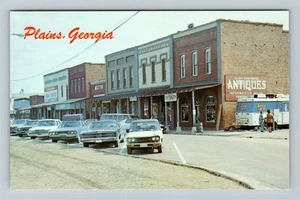 Plains GA-Georgia, Main Street View, Oldtimer, Antikladen Vintage Postkarte - Bild 1 von 2