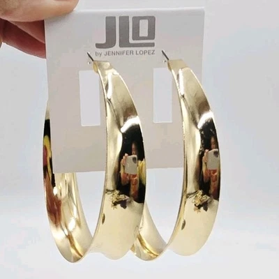 Pendientes de aro JENNIFER LOPEZ tono dorado JLO celebridades ENORMES 3,5 pulgadas Foto 1 de 4