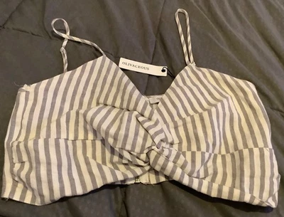 NWT Olivaceous Sleeveless Crop Top Striped Large Adjustable Straps Free Shipping - Image 1 of 2