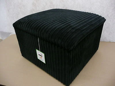Large Footstool With Storage In Black Jumbo Cord Size 20" x 20" x 14" High - Image 1 of 4