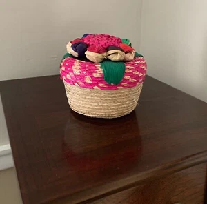 Handwoven authentic small woven basket trinket holder from Mexico. NWOT - Picture 1 of 6