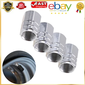 4x Silver Aluminum Tire/Rim Valve Stem/Wheel Dust Cover Caps Bike Car Truck SUV - Picture 1 of 8