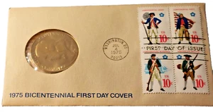 1975 Bicentennial First Day Cover Commemorative Medal Coin w/ Stamps Paul Revere - Picture 1 of 4