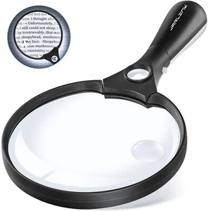 10X 20X 45X Illuminated Handheld Large Magnifying Glass with Light Black - Picture 1 of 7