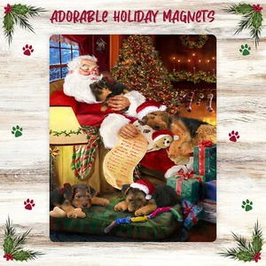 Airedale Terrier Cane Calamita Grande per Frigorifero e Lavastoviglie Natale Nuovo con etichette - Foto 1 di 5