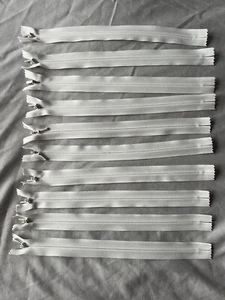 10 X YKK White Ivory Colour Concealed 9inch Zip Invisible - Picture 1 of 2