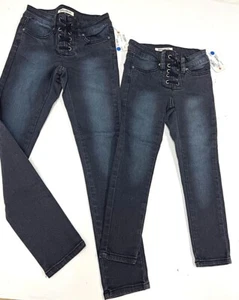 Billabong Side to Side Jeans NWT Lace Up Pants Sz K5,K6X,K7,K10,K12 Girls Slim - Picture 1 of 9