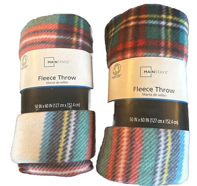 (2) Manta polar de poliéster Mainstays "Red Plaid" nueva con etiquetas - nueva - 50" x 60" Foto 1 de 4