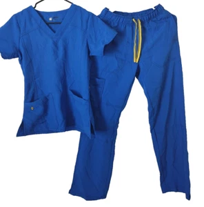 Scrub Set 2pc.- Four Stretch-bright blue-Spread Good Cheer- XS NWOT - Picture 1 of 3