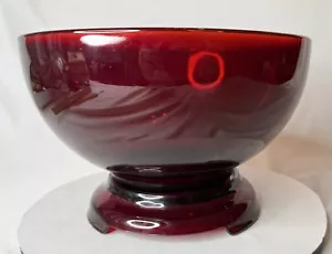 Vintage Anchor Hocking Royal Ruby Red Glass Punch or Serving Bowl with Stand - Picture 1 of 9