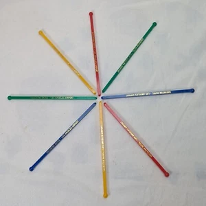 Vintage LAX Sheraton Hotel Los Angeles Lot of 8 Swizzles Red Blue Yellow Green - Picture 1 of 6