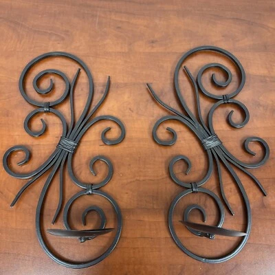 Apliques de pared de hierro de colección candelabros salvamento arquitectónico juego de 2 Foto 1 de 4
