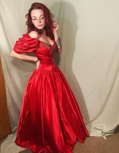 Prom Red 1980s Vintage Dresses for 