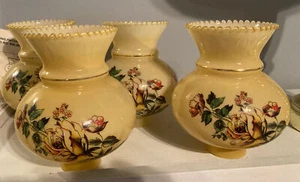 Floral Vtg- Antq Glass Globe Light Shades pick from 4 ruffles 6.75" gold gilt - Picture 1 of 15