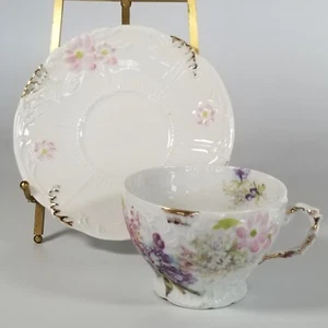 Weimar Bone China Cup and Saucer Beautiful Detail Lavender and Pink Flower - Picture 1 of 12