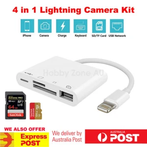4in1 OTG 8 Pin Camera Connection Kit 8 Pin to USB Adapter SD TF Card Reader - Picture 1 of 7