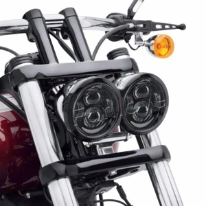 4.65" Inch LED Headlight Twin Dual Hi/Low Beam DRL For Harley Dyna Fat Bob FXDF - Picture 1 of 12