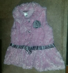 VESTIDO PELUDO LITTLE LASS ROSA Y GRIS LENTEJUELAS TALLA 4T - Imagen 1 de 1