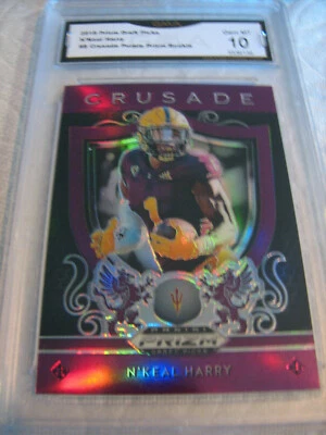 N'KEAL HARRY PATRIOTS 2019 PRIZM DRAFT PICKS PURPLE CRUSADE PRIZM RC 8 GRADED 10 - Image 1 of 2