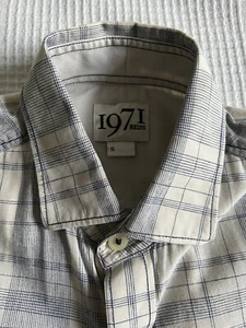 Reiss Check Shirt S LINEN Blue Grey FREE POST UK - Imagen 1 de 9
