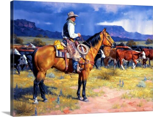 Great American Cowboy Canvas Wall Art Print, Horse Home Decor