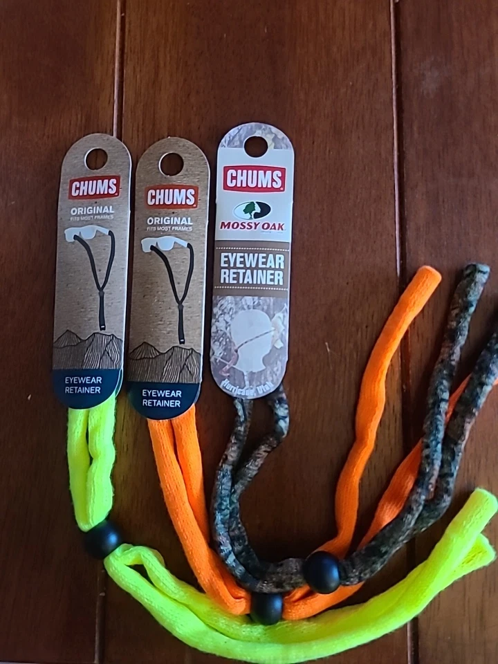 Hunters 3 Pack Chums Eyeglass Retainer, Mossy Oak, Safety Orange, Hi Viz Green - Image 1 of 1