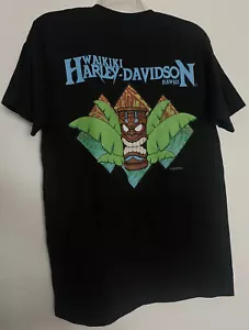 Medium Pacific Harley Davidson Hawaii Waikiki Tiki Insel T-Shirt schwarz 2019 - Bild 1 von 5