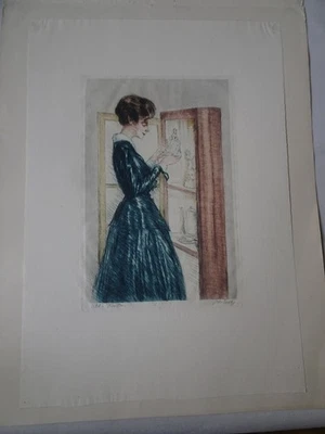 Otto Goetze Kaltnadelradierung, koloriert "Alt Meißen" , bezeichnet und signiert - Bild 1 von 4