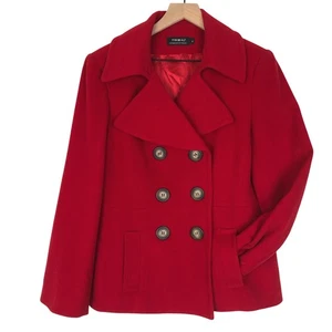 TRIBAL zweireihige Peacoat Jacke Damen Gr. 8 rot Wollmischung warm Winter - Bild 1 von 11