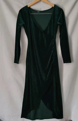  Vestido Niñas Verde Terciopelo Manga Larga Talla Xtra Pequeño Foto 1 de 4