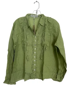 JP And Mattie Damen Blanchard Rüschen Button Down Bluse Grün Gr. S Neu - Bild 1 von 12