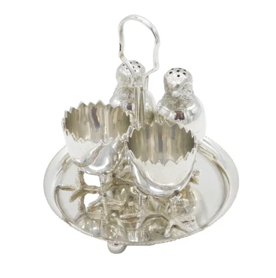 20th Century Silver Plated Novelty Chick & Egg Breakfast Set Antique c1930 - Image 1 of 4