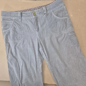 Athleta Corduroy Pants Women's 14 Gray Wide Leg Cargo Baggy Y2K - Picture 1 of 11