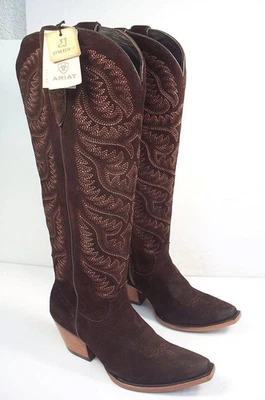Ariat Women's 7 B Coffee Laramie Stretch Fit Tall Western Boots Snip Toe - Image 1 of 4