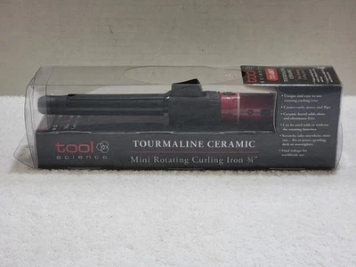 New Tool Science Tourmaline Ceramic Mini Rotating Curling Iron 3/4" Dual Volts - Image 1 of 4