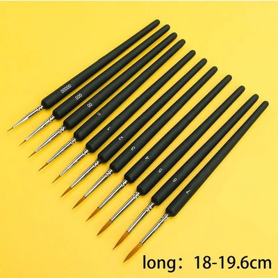 Lot de 11 pinceaux de peinture premium détails fins pour modélisme et artisana - Photo 1/4