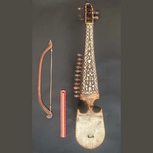 Antique Circa 18th-19th Century Rabab & Bow Musical Instrument 85cm Afghanistan - Picture 1 of 12