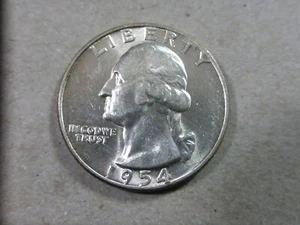 1954-P Washington Quarter, Uncirculated, Toned, Antique U.S. Silver, Free Ship - Bild 1 von 11