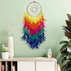 Handmade Multi Feathers Wall Hangings With lights (21 cm Diameter) - Picture 1 of 7