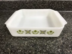 Plato para hornear pastel/cazuela vintage Fire-King vidrio leche prado verde 8" #435 - Imagen 1 de 12