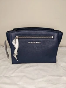 NEW Michael Kors Sophie Women's leather Navy messenger Bag with defects - Picture 1 of 6