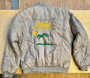 VTG Tonkin Peterbilt Aloha Freightways Silver Trucker Racer Bomber Jacket Size L - Picture 1 of 10