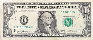 $1 One Dollar Bill 31081984 birthday anniversary August 31, 1984 fancy serial - Picture 1 of 3
