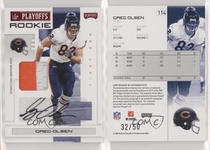 2007 Playoff NFL Playoffs /50 Greg Olsen #114 Rookie Auto RC