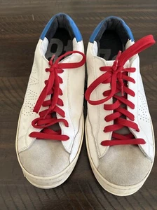 P448 P20ZAC-M Mens leather suede low top sneakers WHITE SIZE 10 - Picture 1 of 10