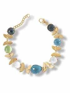 Pulsera Hoja Multistone con Dobletes Chapada en Oro 14k Plata de Ley - Imagen 1 de 1