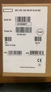 NEW HPE 872481-B21 872738-001 1.8TB SAS 10K 12Gb/s 2.5" SC 512E HDD Hard Drive - Picture 1 of 6