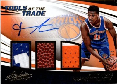 2017-18 Absolute Tools of the Trade Three Swatch Orange Frank Ntilikina Auto /25 - Image 1 of 2