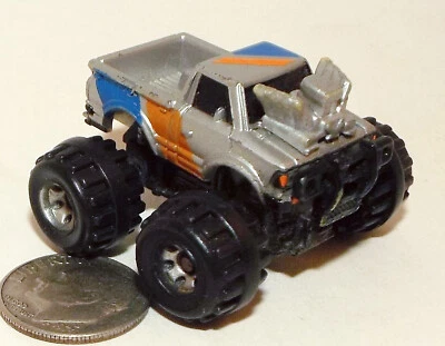 Small Micro Machine Monster Datsun Pickup Truck  Hot Rod in Gray with Stripes - Image 1 of 4